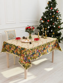Колокольчики и шары - гобеленовая скатерть 145х145 см