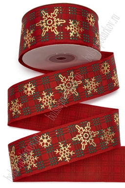 Лента репсовая 4 см*20 ярд "Новогодняя" SF-7332, №2