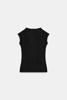 CAMISETA EFECTO DOBLE MANGA CORTA / Negro - Zara фото 6