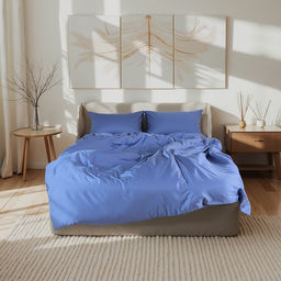 Постельное бельё евро «Этель», модал, синее