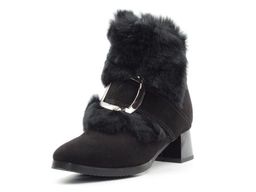 04-JM715-2 BLACK Ботинки женские (натуральная замша, натуральный мех (полностью)) - Фабричный китай фото 4