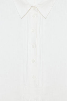 VESTIDO CAMISERO LINO ZW COLLECTION / Blanco - Zara фото 7