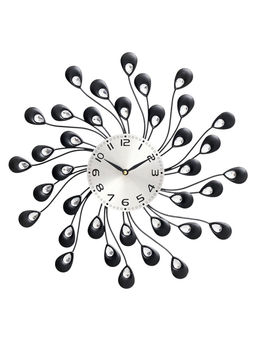 Часы настенные интерьерные Лепестки с кристаллами, серия: Ажур, бесшумные, плавный ход, 38?38 см, d=13 см, от батарейки 1?АА