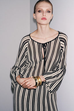 STRIPED KNIT DRESS WITH LINEN - Zara фото 12