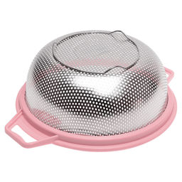 Дуршлаг из нержавеющей стали Гурман колор д23,5см h9,7см, 2,3л, s0,40мм, пластмассовый ободок с ручками - цвета микс, на ножках (Китай) - Домашняя мода фото 4