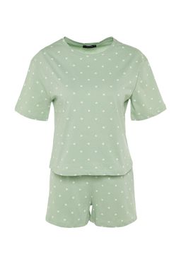 Trendyolmilla Beyaz %100 Pamuklu Puantiyeli ve Kalpli Sortlu Orme Pijama Tak?m? THMSS21PT1485 фото 28