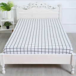 Простыня на резинке Атра 140х200х20, Таттерсол, бело-земельный, бязь 120г/м, хл100%  фото 2