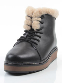 04-5606-1 BLACK Ботинки зимние женские (натуральная кожа, 100% шерсть)