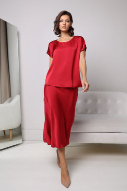 Юбка миди из плотного атласа - Looklikecat фото 3