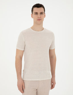 Bej Slim Fit Basic Ti__rt