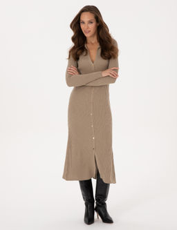 Bej A Kesim Triko Elbise - Pierre cardin фото 3