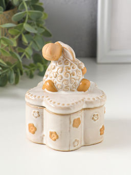 Шкатулка для украшений керамика «Кудряш бараш», беж, 7.9×7.9×9.5 см