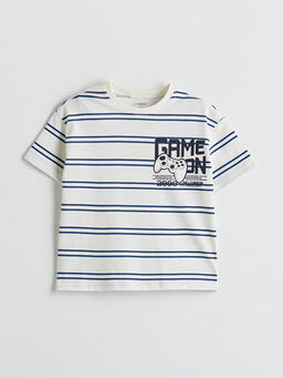 Bisiklet Yaka Bask?l? Erkek ?ocuk Ti??rt