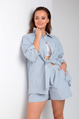Костюм Liona Style 899 голубая клетка  фото 4