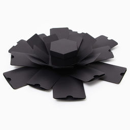 Коробка - сюрприз раскладушка, чёрная, с лентой и двойным скотчем для сборки, 19×13 см