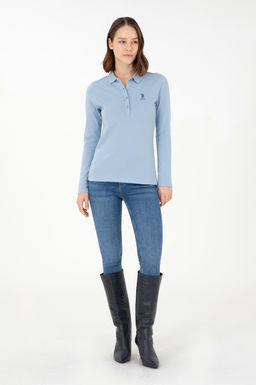 Женский голубой базовый свитшот - U.s. polo assn фото 4