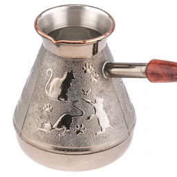 Турка медная 540мл "Кошки", д10см, h11,7см, s0,8мм, деревянная ручка (Россия)
