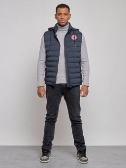 Жилетка мужская утепленная с капюшоном темно-синего цвета 886TS - YUNDA фото 2