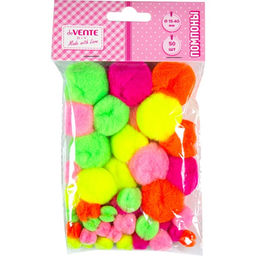 Набор помпонов для творчества "DIY" 50 шт, ассорти размеров и цветов