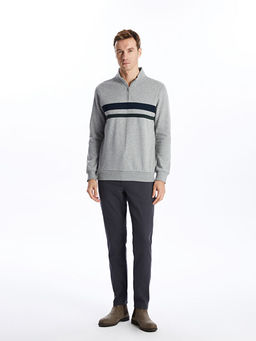 Dik Yaka Uzun Kollu Erkek Kal?n Sweatshirt