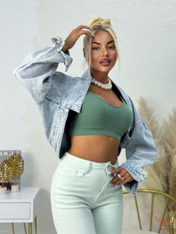 Женская короткая джинсовка