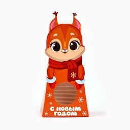 Цена за 5 шт. Коробка новогодняя складная с окном Белочка, 6?13.5?3.5 см