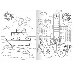 Цена за 2 шт. Раскраска 12 стр., А4, Синий трактор