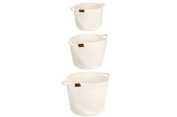 Набор 3 текстильных корзин д/хранения 27*27*20 см, 30*30*25 см, 37*37*30 см, молочный - Elan gallery фото 4
