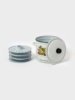 Кастрюля эмалированная паровая «Манты», 10 л, белая