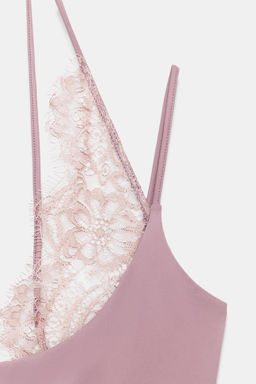 BODY HALTER COMBINADO ENCAJE / Rosa empolvado - Zara фото 7