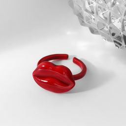 Кольцо безразмерное Губы, красное - Qf фото 2