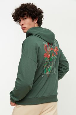 Tas Oversize/Genis Kesim Kapusonlu Cicek Bask?l? Sardonsuz Sweatshirt TMNAW22SW0155 - Trendyolmilla фото 12