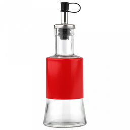 Бутылка для масла стеклянная В юбке Валенсия 200мл, д6,5см, h15см, д/горла 2см, дозатор из нержавеющей стали, в цветной металлической оплетке, цвета в ассортименте: черный, красный, салатовый, д/основания 6см (Китай) - Домашняя мода фото 2