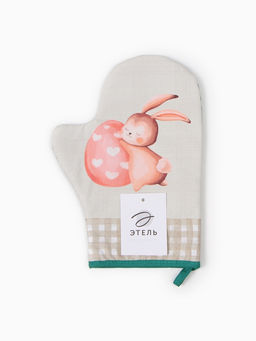 Цена за 2 шт. Варежка - прихватка «Этель. Пасхальный кролик», 20×28 см, саржа, 100% хлопок, ватин 250 г/м²