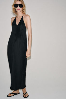 VESTIDO DRAPEADO SATINADO ZW COLLECTION / Negro - Zara фото 2