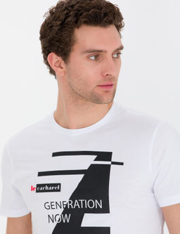 Beyaz Bisiklet Yaka Slim Fit T-Shirt
