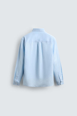 CAMISA REGULAR FIT LINO - ALGOD?N / Celeste - Zara фото 8
