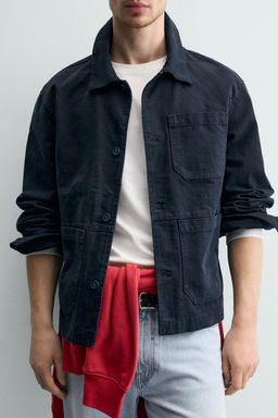 SOBRECAMISA RELAXED FIT CANVAS LAVADO / Marino oscuro - Zara фото 5