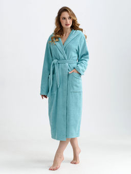 Халат женский Оптима Банный хлопок махра бирюзовый  фото 2