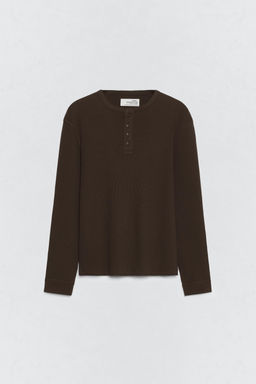 SOSHIOTSUKI x ZARA WAFFLE-KNIT HENLEY T-SHIRT