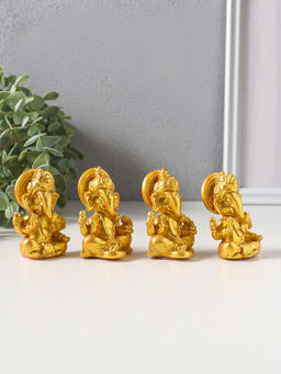 Набор фигурок 4 шт. «Ганеша», полистоун под золото, 3.5×4.4×6.2 см