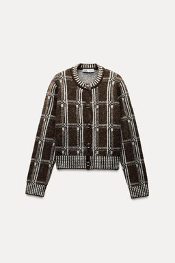 CHECKED KNIT CARDIGAN - Zara фото 4
