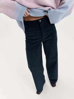 Брюки вельветовые "Темный петроль" женские