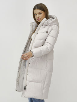 Пальто зимнее MTFORCE 9636_1B женское утепленное стеганное бежевое  фото 19