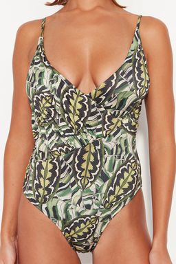 Cicek Desenli V Yaka S?rt Dekolteli Normal Paca Mayo TBESS23MA00320