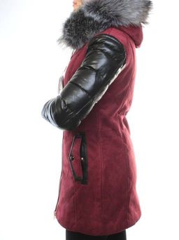 5137 BURGUNDY Парка женская зимняя (150 гр синтепон, искусственный мех)