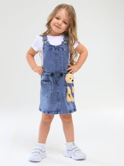 Сарафан джинсовый для девочек - Синий мир фото 3