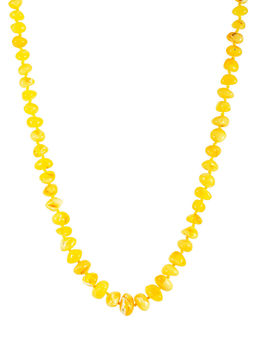 Красивые бусы из натурального медового янтаря Галька крупная