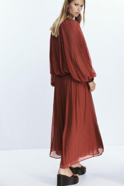 BELTED PLEATED MIDI SKIRT - Zara фото 6