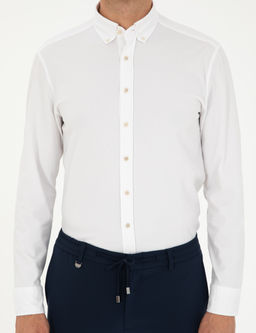Beyaz Slim Fit Uzun Kollu G_mlek